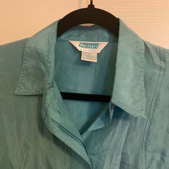 Partner’s By Mervyn’s Vintage Size medium Long Sleeve 100% Silk - Picture 3 of 12